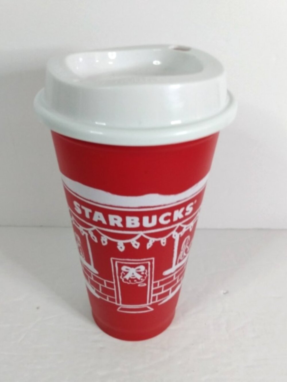 Starbucks Christmas 2025 Red White Reusable Plastic Cup 16 Oz Cheers! Coffee Tea
